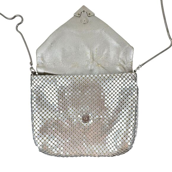 Vintage Silver Metal Mesh Shoulder Bag Chain Strap Disco Club 70's 80's - Picture 4 of 15